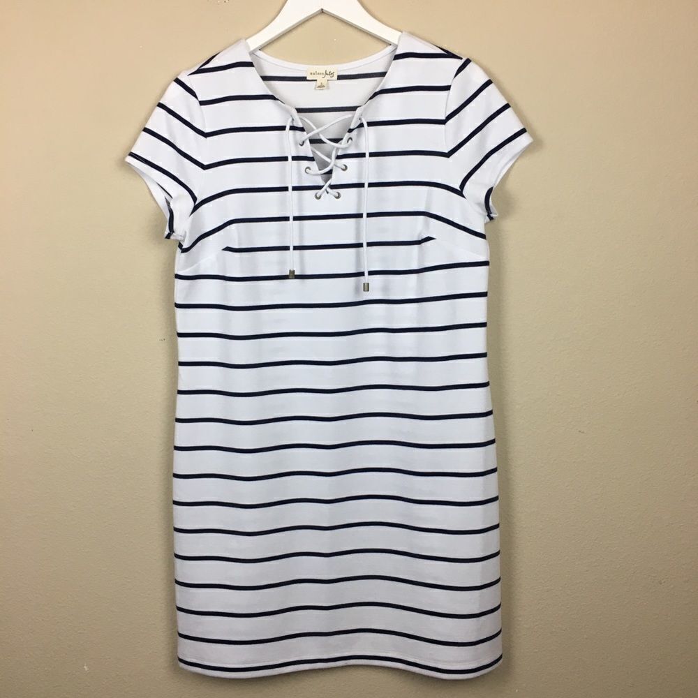 Maison & Jules White and Blue Striped Dress
